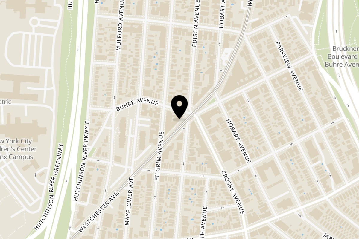 Map showing the location of Pruzzo's Supermarket & Deli on 2937 Westchester Ave in Bronx